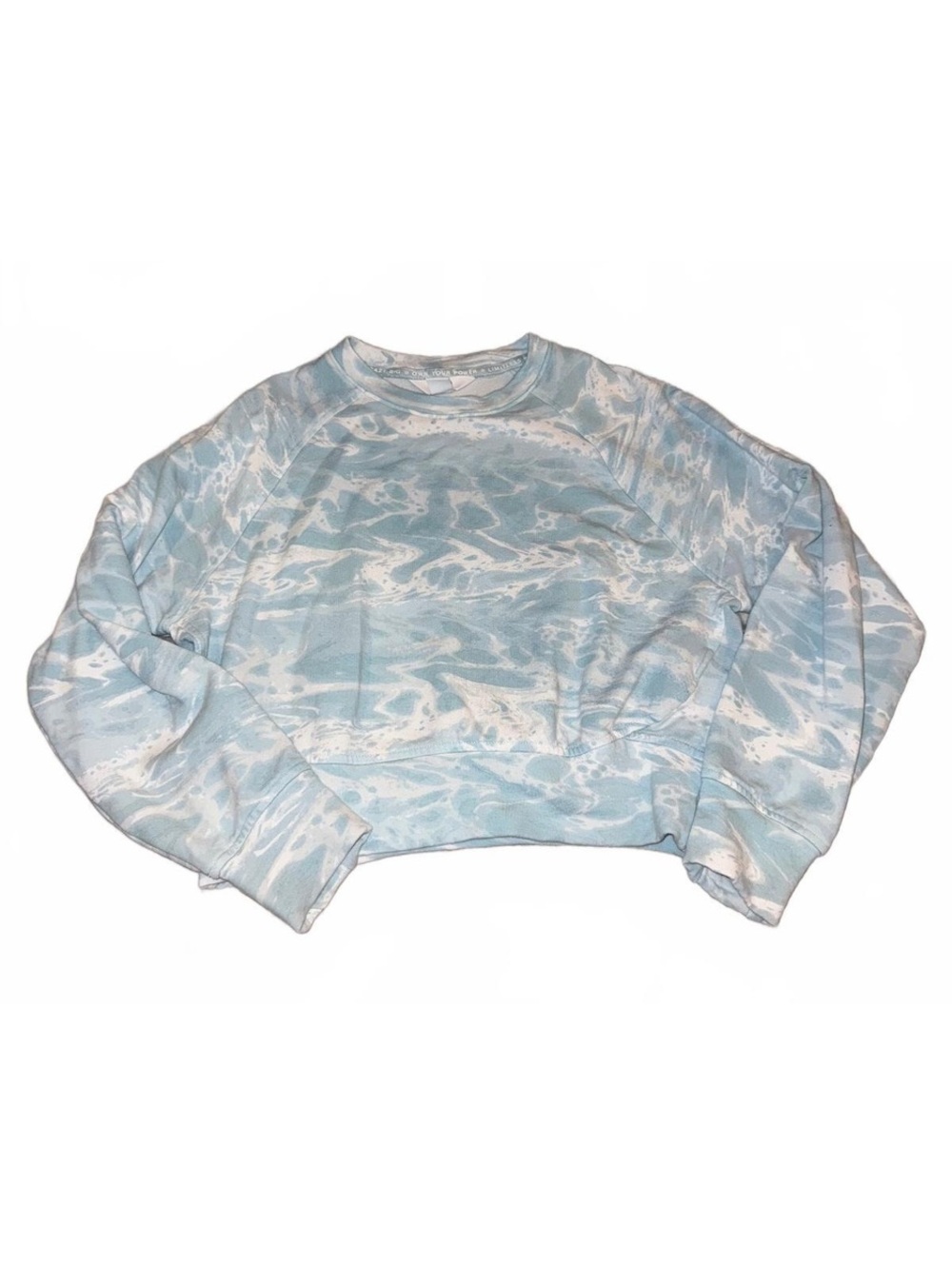 Athleta Girl Medium 8–10 Blue White Marble Print Cropped Sweatshirt